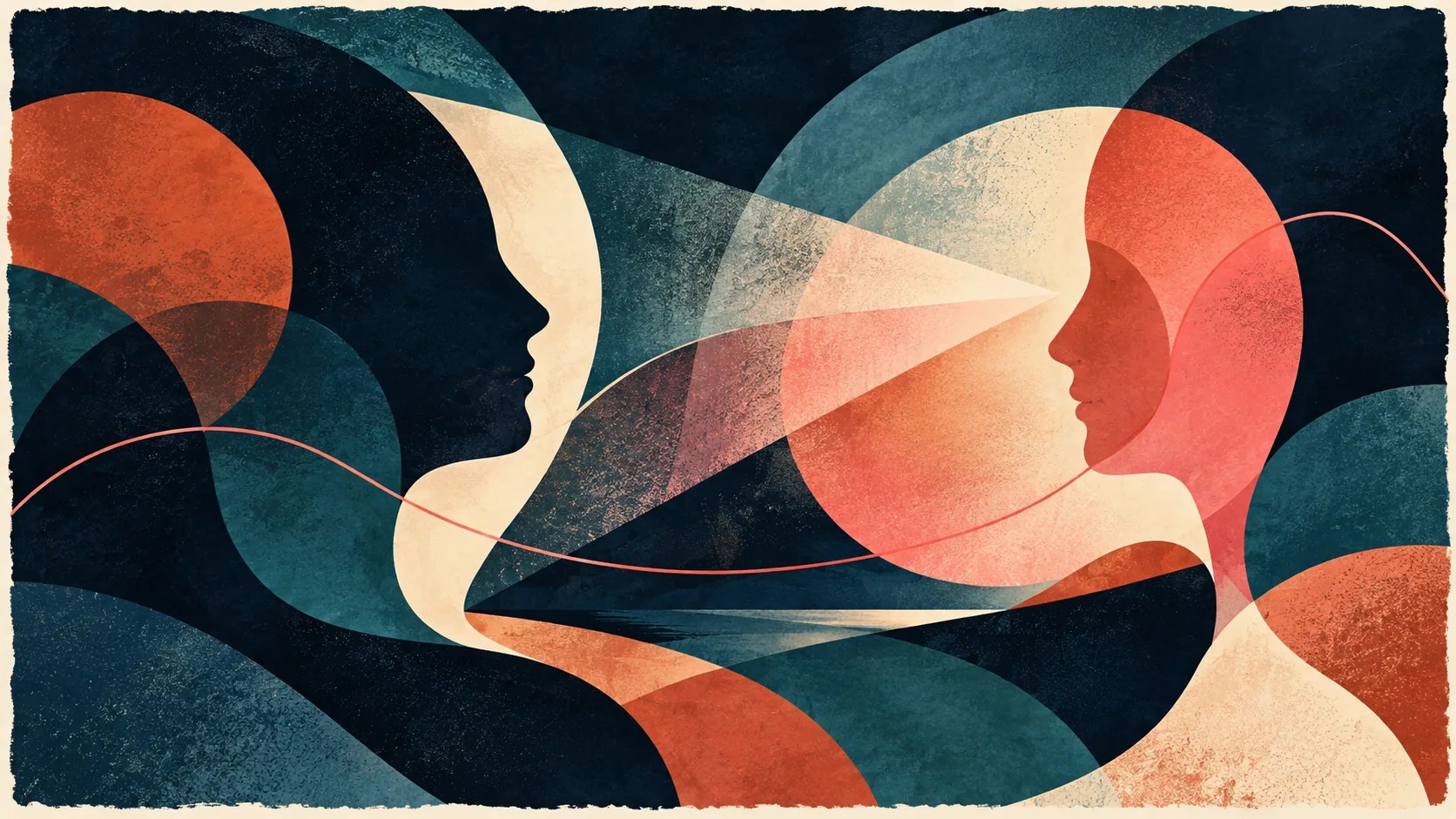 Arte abstrata original que sugere projeção e conversa